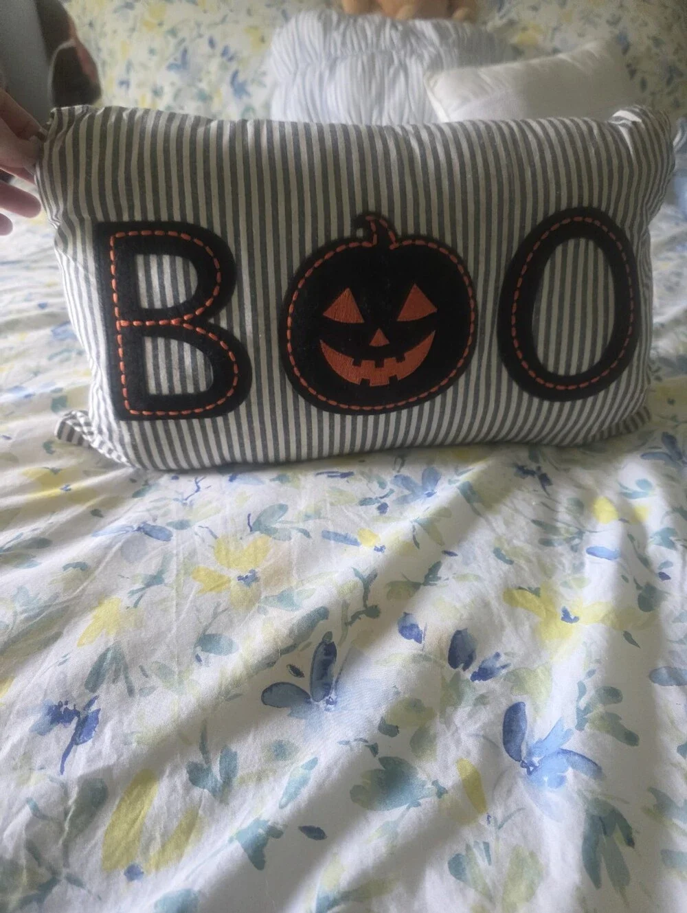 Halloween Boo Pumpkin Jack-O-Lantern Rectangular Throw Pillow 20 X 12 Zipper
